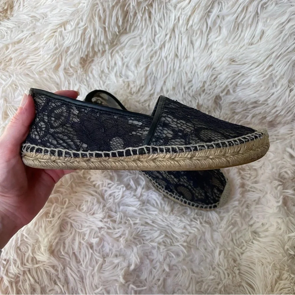 Palomitas by Paloma Barcelo Espadrille Flats Black Floral Lace 7.5 EU 38